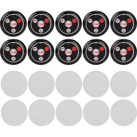 10 boutons d'appel RF sans fil étanches pour restaurant, compatibles 433.92MHz, avec coque ABS et affichage hôte (1/5)