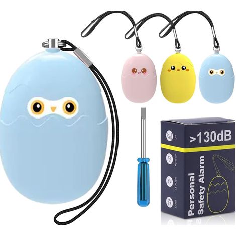 Alarme personnelle pour femme - Double haut-parleur extra fort 130 dB - Alarme de panique d'abord avec avertissement de batterie faible avec lumière stroboscopique, alarme de sécurité porte-clés (1/5)