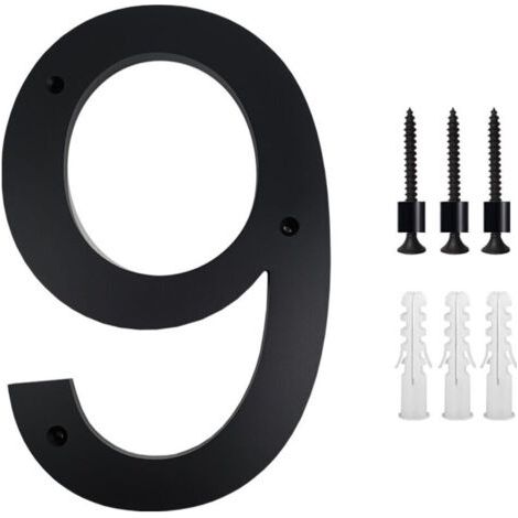 HOXILEELEO - Plaque de numéro de maison de 25 cm (9, noir) - Numéro de porte moderne en alliage de zinc (1/5)