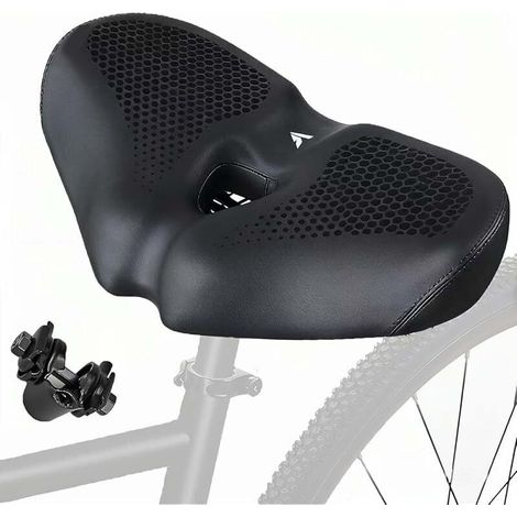 Selle de vélo surdimensionnée pour Homme et Femme, Universelle pour VTT, vélos de Ville, vélos électriques et vélos d'appartement, Confortable, Extra Large, Respirante et Ergonomique (Noire)