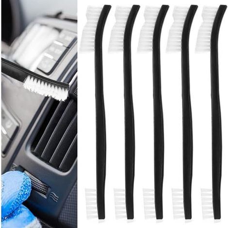 Set di 5 piccole spazzole per la pulizia, spazzole a doppia estremità in nylon per fessure, spazzole multiuso a setole rigide (1/4)