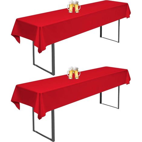 2x Biertisch Hussen Rot 260x110cm Universal für 50/70cm Tische Waschbar