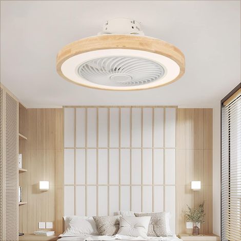 Ventilateur de Plafond à Lumière Variable Avec Lumière, 6 Vitesses De Vent, Ventilateur De Plafond Silencieux Avec Télécommande,(220V,bois massif)