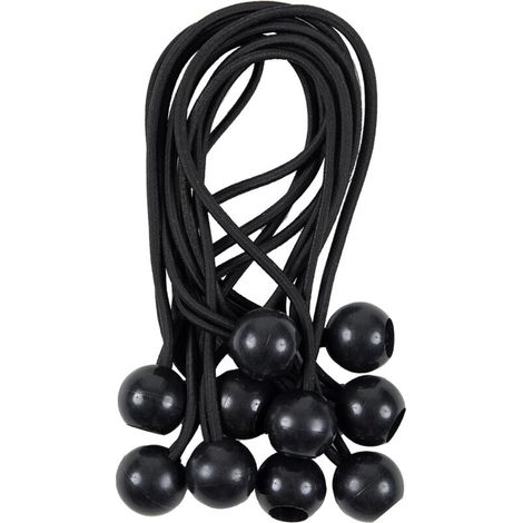 Corda elastica con sfera 25 pezzi 20 cm - Corda elastica per fissaggio rapido teloni, tende, striscioni, ecc., Nero