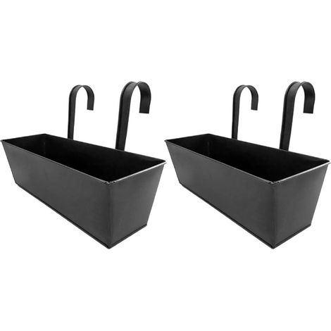 Jardinières de Garde-Corps en métal, 2 pièces, Pots de Fleurs Suspendus avec Trous de Drainage, Crochets pour Balcon, Porche et terrasse (1/5)