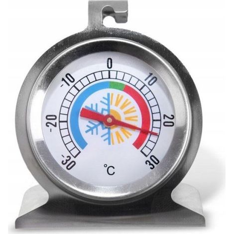 Thermomètre - Acier Inoxydable - Pour Réfrigérateur Et Congélateur - Précision ±0,5 °C - Fixation Murale Ou Posable - 1 Pièce