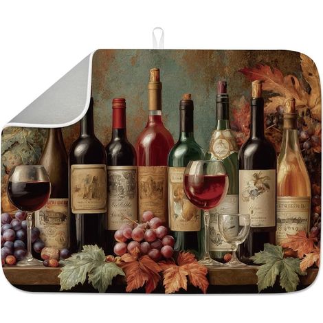 Tapis de séchage pour comptoir de cuisine 45,7 x 61 cm – Raisin absorbant – Grand tapis moderne résistant à la chaleur pour robinet de table, évier, bar à café, réfrigérateur (1/5)