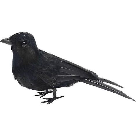 Oiseau réaliste à plumes noires, ornement de jardin. (1/5)