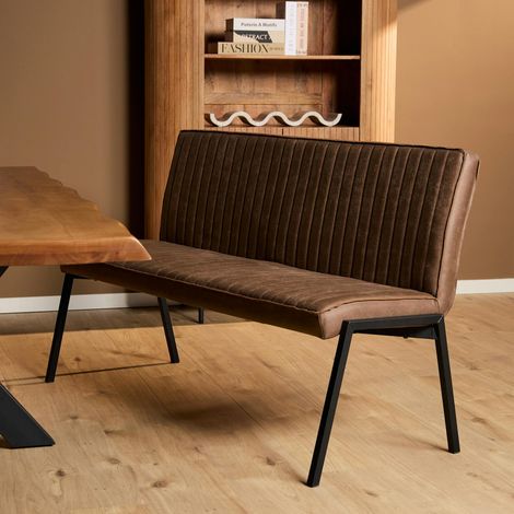 Banc de table à manger marron à bandes 155 cm CORTINA (1/5)