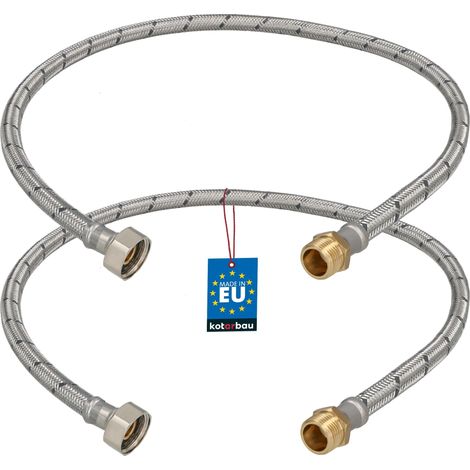 KOTARBAU® Lot de 2 Flexible Robinet 1/2" x 3/8" - Flexible Eau - Tuyau Robinet 80 cm - Mâle x Femelle - Rallonge Robinet Cuisine Flexible - Acier Inoxydable - Tuyau Flexible Plomberie (1/4)