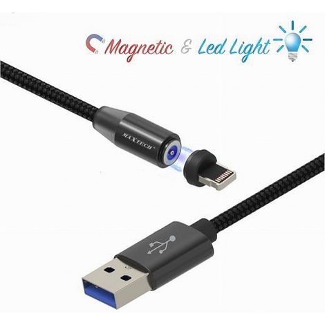 Trade Shop - LIGHTNING-KABEL 1MT USB GEFLOCHTENES MAGNETISCHES LADEN IPAD IPHONE MAXTECH F-IP026 - (1/5)