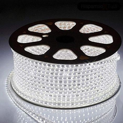 Trade Shop - Striscia Led 5050 Flessible Bobina 100mt Luz Bianco Fred External 220v - (1/3)