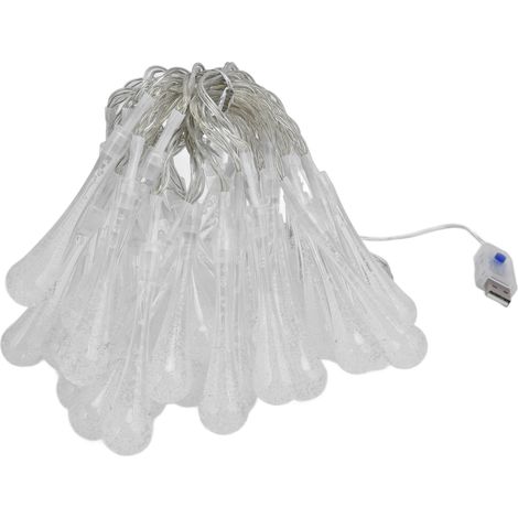 Guirlande lumineuse LED goutte d'eau 16 couleurs RGB, 8 mètres 50 LED, 8 modes dynamiques, décor extérieur étanche pour jardin terrasse villa pelouse, alimentation USB (50 lumières multicolores synchr (1/5)