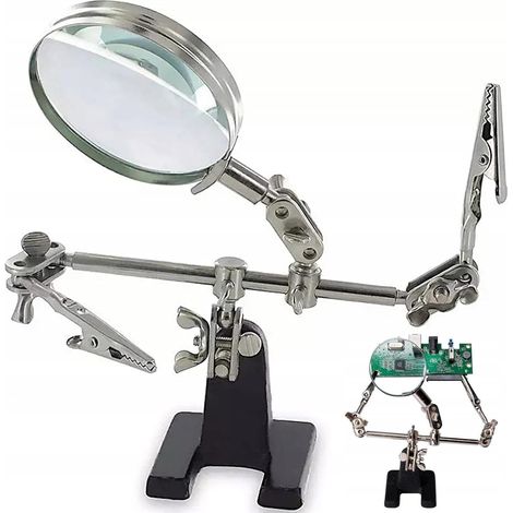 Troisième main Robuste, Station de Soudage à Loupe, Grossissement 5X, Aide à Souder, Réparation, Électronique, Modelisme, Loisirs, Troisieme Main (1/5)