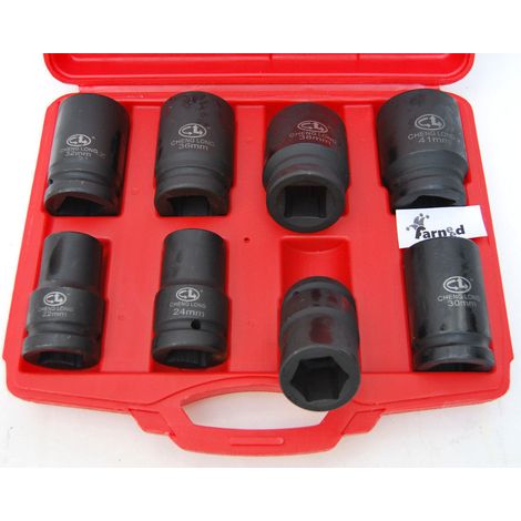 SET 8 BUSSOLE 1" POLLICE ESAGONALI IMPATTO 21 - 41 MM PISTOLA AVVITATORE GRANDI