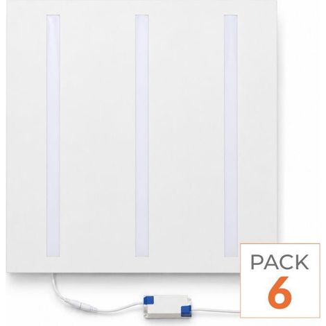 Panneau LED Grille 3 Lignes 60x60 40W Blanc - Pack de 6 - Blanc Neutre (4000K - 5500K) - SILAMP (1/2)