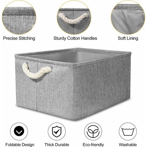 Cubes de Rangement en Tissu, 4 Pcs Boîtes de Rangement, Boîte de Rangement en Tissu, Boîte de Rangement Pliable avec Cordon de Serrage, Panier de Rangement en Tissu Toile Panier de Rangement 40x30x20 (1/4)