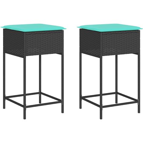 Maison Exclusive - Sgabelli da giardino con Cuscini 2 pz in Polyrattan Nero
