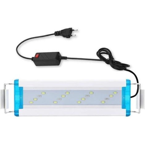 Lampe LED pour aquarium 18–58 cm – Éclairage complet blanc/bleu – Supports métalliques réglables – Sans marque (1/5)
