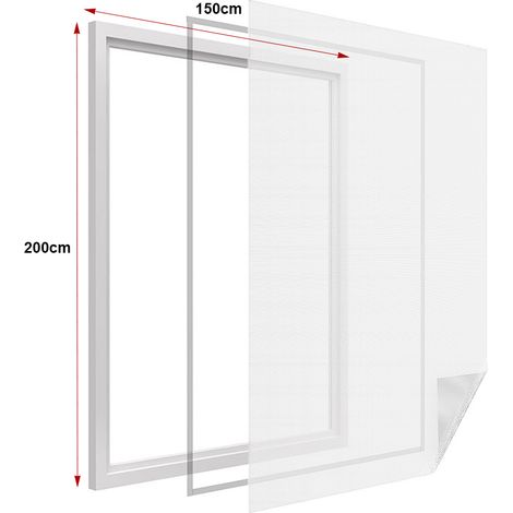 Zanzariera finestra adesiva bianca, rete lavabile, 150x200 cm, con velcro (1/3)