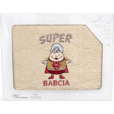 Asciugamano con ricamo "Super Nonna" 70x140 cm beige (1/2)