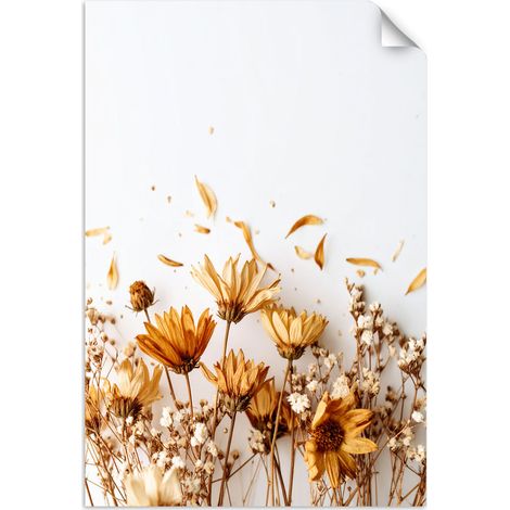 Selbstklebendes Poster – Wandsticker Getrocknete Feldblumen in Beige 40x60 cm