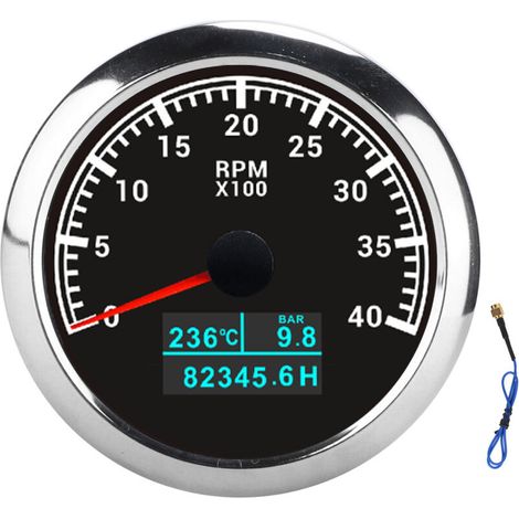Pointer Tachometer, RPM Gauge ABS ABELLEST STEEL EASY INSTALLATION TACHOMOMOT How RPM for Truck for Cars (white dial) (black dial). (1/5)