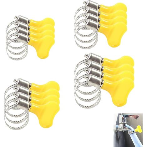 Lot de 16 colliers de serrage réglables en acier inoxydable avec poignée en PVC - Avec poignée rotative sans outil - Antirouille, design à bords lisses - Joint étanche solide (1/5)