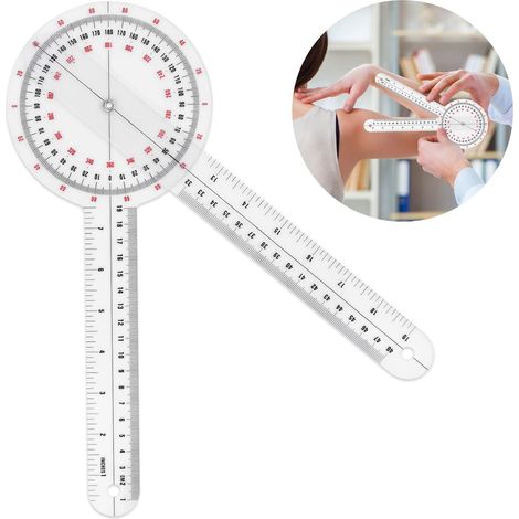 Prasacco 12-Zoll-Goniometer, transparenter orthopädischer Winkelmesser P