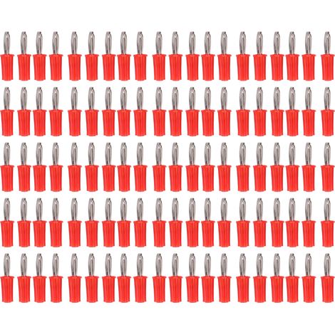 100Pcs Douilles Banane 4mm ABS Laiton Nickelé Haute Conductivité Connectique Électrique Outillage Rouge (1/5)