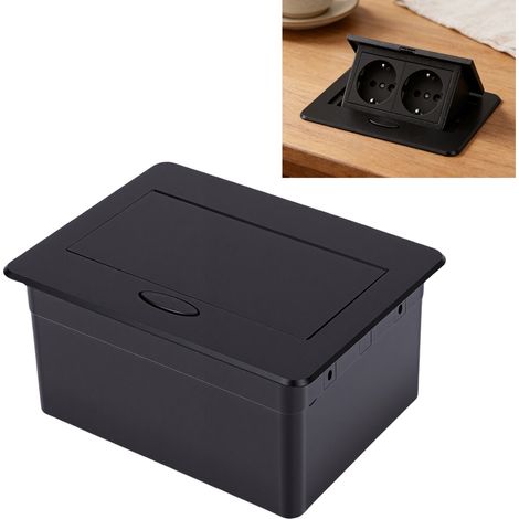 Prise de bureau encastrée et dissimulée de 250 V conforme à la norme européenne, prise de courant escamotable pour bureaux, double prise à deux trous conforme à la norme européenne. (1/5)