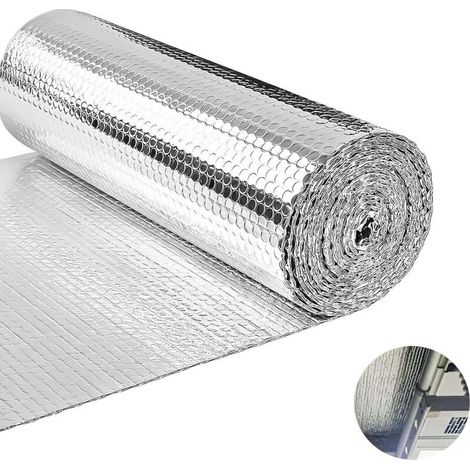 Luftpolsterfolie 0,6 × 3 m, Aluminium-Isolierfolie, schwer entflammbar (Klasse B2), Strahlungsbarriere, Dachfensterisolierung, Sonnenschutz, feuchtigkeitsbeständig (1/4)