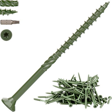 100 Pcs 4.5 x 75mm Vis de Terrasse Vertes Vis à Bois (1/5)