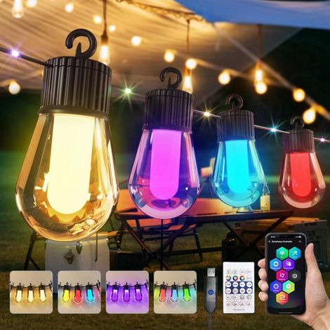 Guirlande lumineuse LED d'extérieur multicolore 14 m - 20 ampoules RVB S14 - Application intelligente avec 99 (1/5)