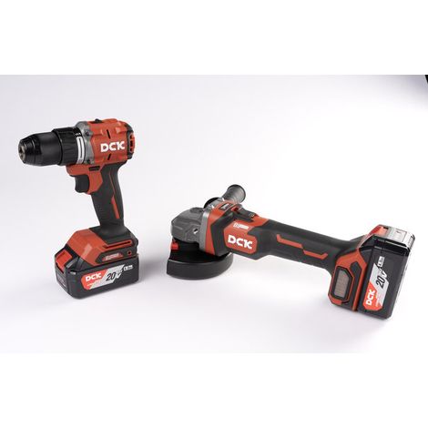Kit perceuse-visseuse à percussion + meuleuse 125 mm - KCKC04 (TYPE EK) - DCK - 2 Batteries 4Ah et chargeur
