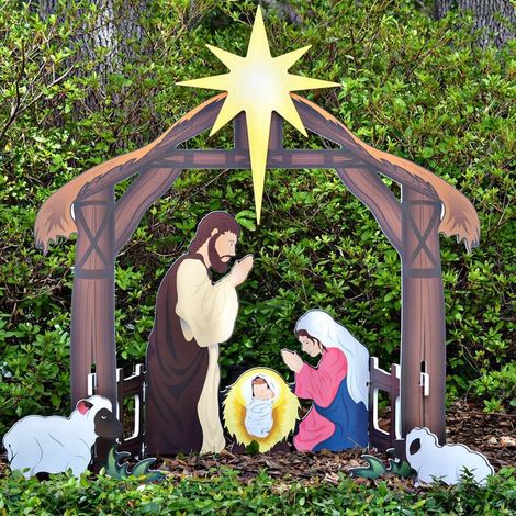 Decorations de Noel Naissance de Jesus pour Creche de Jardin et Pelouse en Plein Air Decoration de Jardin Exterieur Resistante aux Intemperies 70 x 65 cm (1/5)