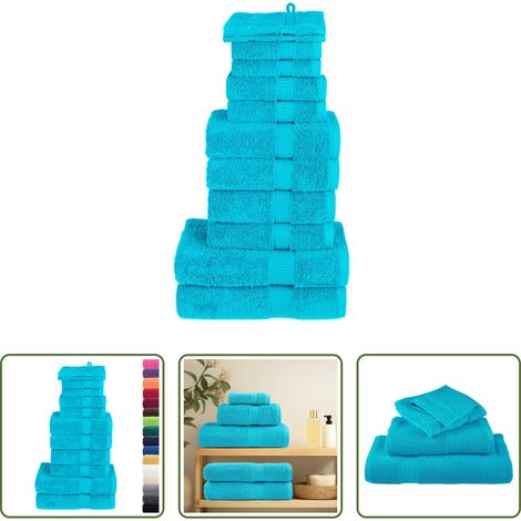 Baumwolle - 12 tlg. Premium-Handtuch-Set SOLUND Türkis 600 g/m² (1/5)