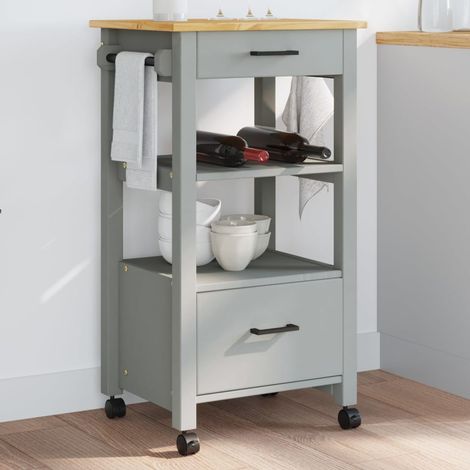 Carrito de cocina MONZA madera maciza de pino 48x40x88,5 cm vidaXL (1/5)