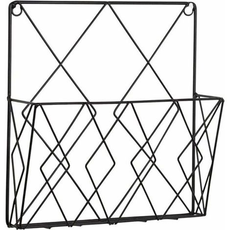 Porte-Revues Mural - Métal Noir - 25 x 26 cm - Pour Magazines Journaux Courrier - 1 Pièce (1/4)
