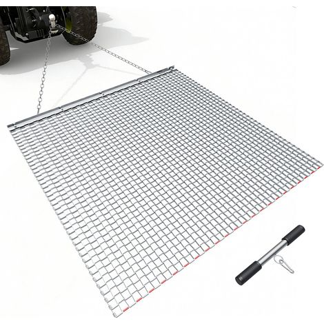 Herse à Chaîne 122x122 cm Herse Traînée à Chaîne en Acier Galvanisé pour Nivellement Prairie Ornières des Allées de Gravier et des Champs, Compatible avec Remorquage de Tracteurs, VTT, Quads (1/5)