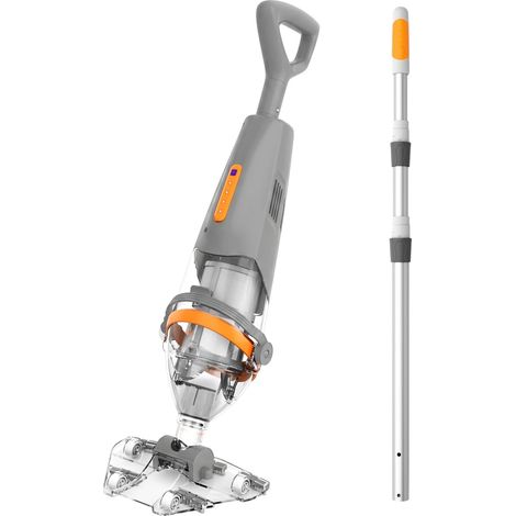 Wireless Pool Vacuum Cleaner with Remote Switch, Telescopic Pole 1.8 m, 75 Min Autonomy, Suction 18 GPM, Pool Cleaner for Above Ground Pools, Spa and Jacu (Grey) (1/5)