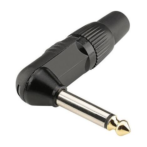 Jack 6.35 mm mâle, coudé Hicon HI-J63MA06 Nombre de pôles: 2 noir 1 pc(s) S195991 (1/2)