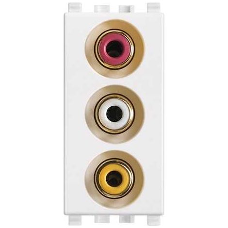 20335.B Enchufe con 3 Conectores RCA Blanco Eikon