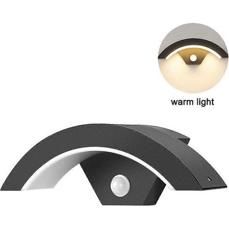 18-W-LED-Außenwandleuchte mit Bewegungsmelder, Schutzart IP65 (wasserdicht), aus anthrazitfarbenem Aluminiumguss. Ideal für Terrasse oder Einbaubeleuchtung. (1/5)