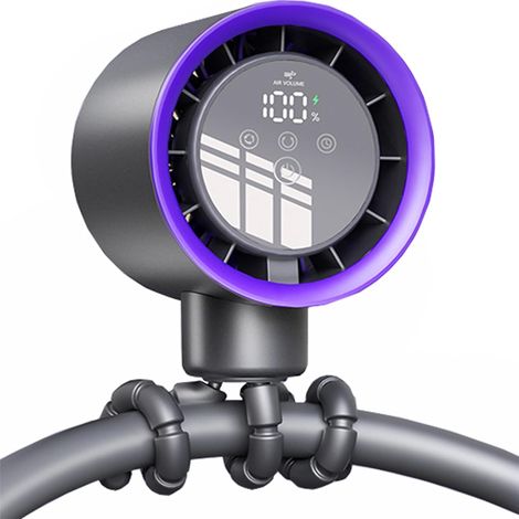 Ventilador portátil con clip, mini ventilador silencioso con pantalla LED para cochecito, cuna y viajes (gris oscuro) (1/5)