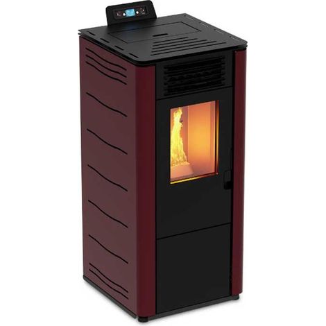 Stufa a Pellet FOCO Bordeaux - Basic Steel 8 Classe Energetica A+ - Stile Minimale - Ventilazione Frontale (1/3)