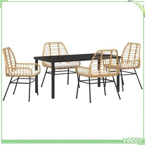 Ensemble de salle à manger pour jardin - FAFEICY - 3380865 - Marron - Polyrotin - 4 chaises + table - Anti-UV (1/5)