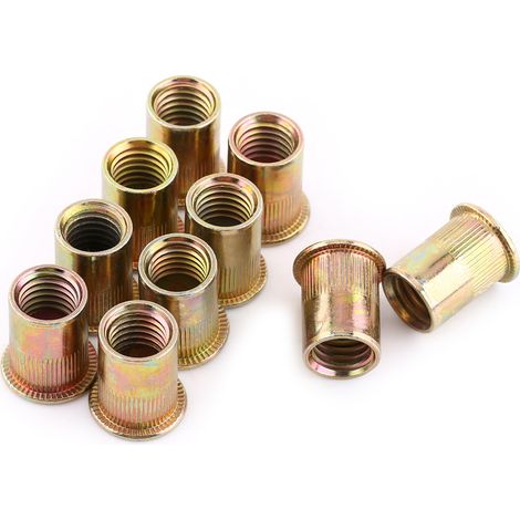 Écrou à sertir à col plat en acier au carbone M3-M12, boulon fileté Rivnut Nutsert (20 pièces M12) (1/2)