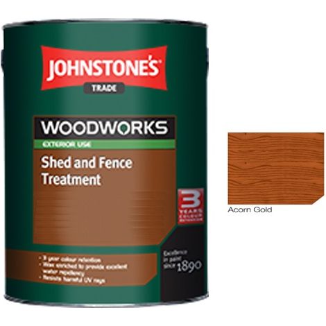 Johnstones Trade Woodworks Shed and Fence Paint - 5 Litre - Acorn Gold