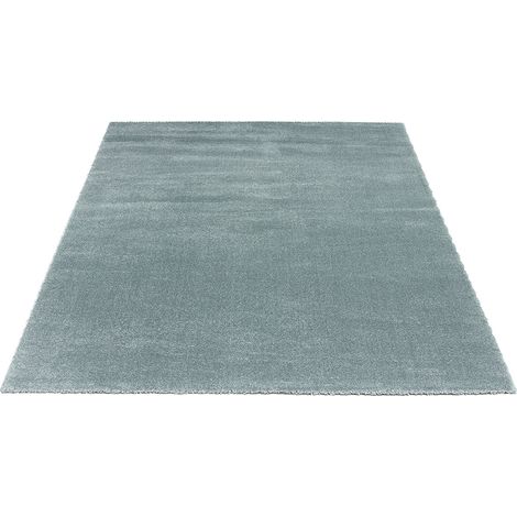 FLOORNOVO Hochflor Teppich Blau einfarbig - 170 x 120 cm - Besonders Weicher Teppich Wohnzimmer & Badezimmerteppich - Pflegeleicht - vielseitig einsetzbar im Innenbereich (1/2)